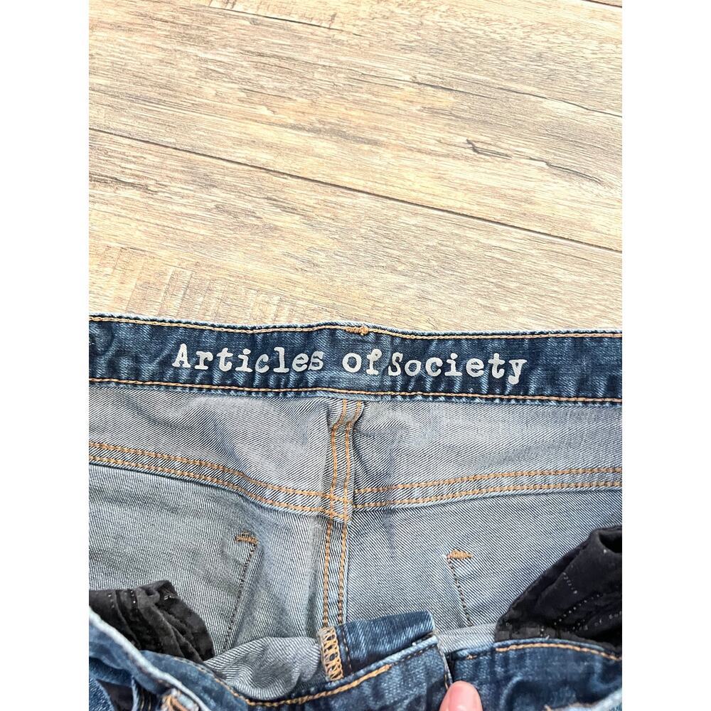 Articles Of Society Jeans Sz 31 Blue Denim Stretch Mid-Rise Straight Leg Zip Fly - Picture 5 of 8